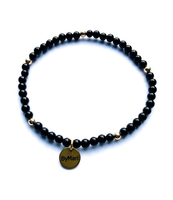 Armband Black Gold Onyx armband 14 karaat gouden sieraden