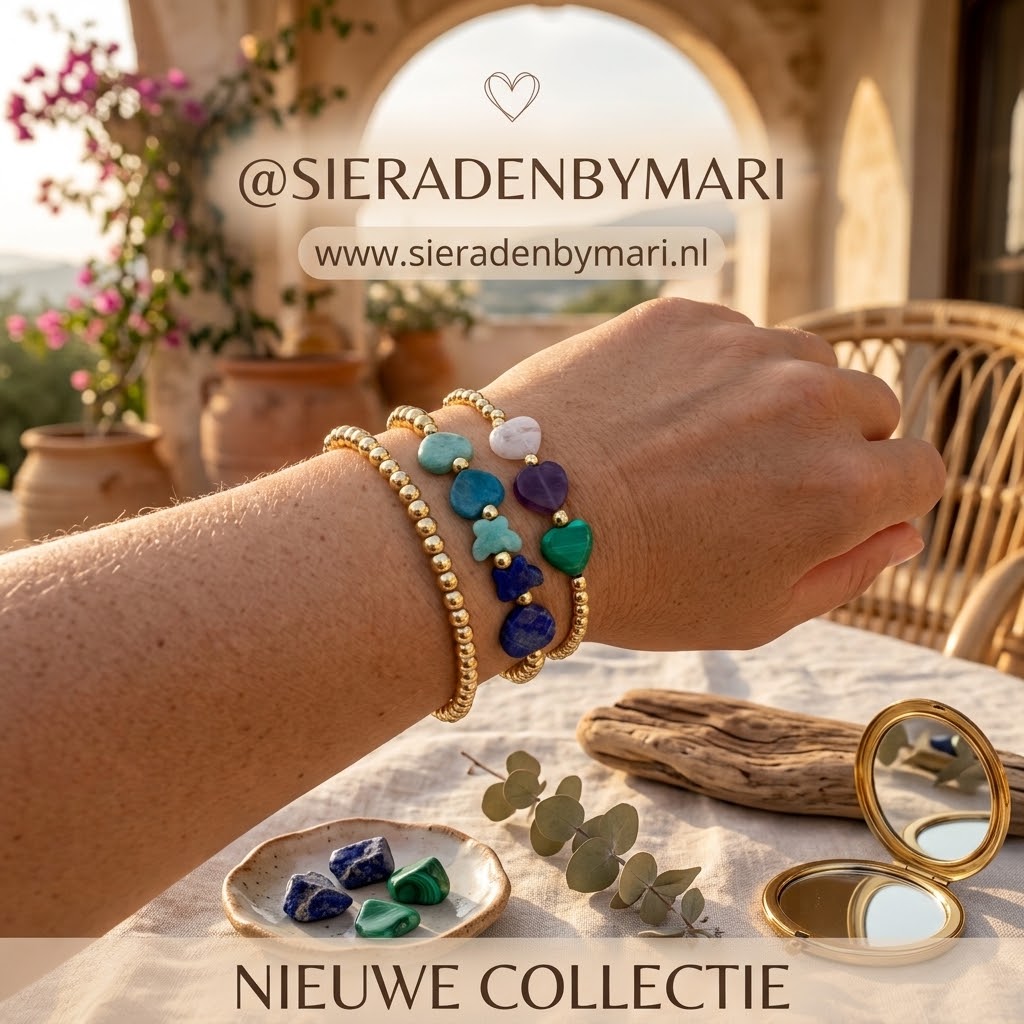 Handgemaakte edelsteenarmband met goldfilled kralen van SieradenbyMari