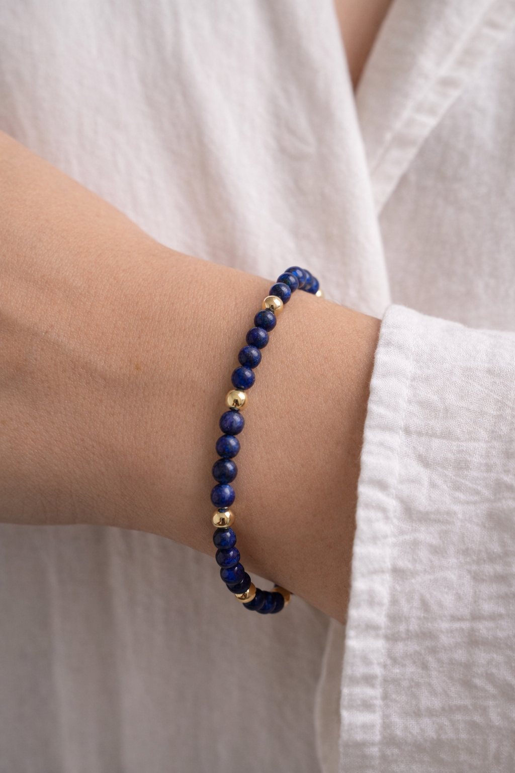 Lapis Lazuli Armband met Goldfilled Kralen - Afbeelding 2